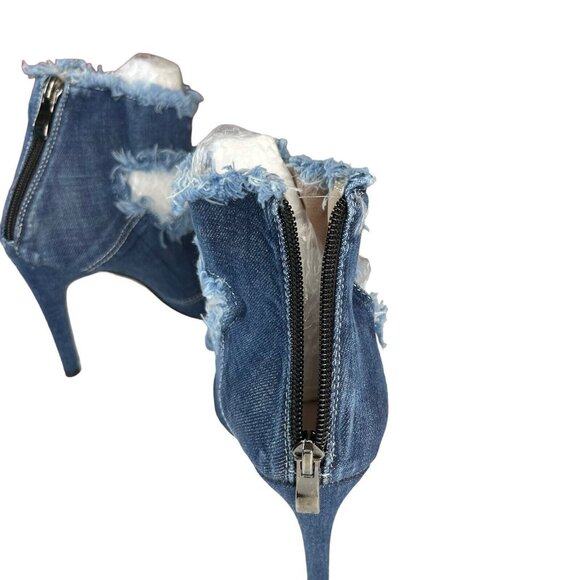 Womens Peep Toe Heeled Sandal Denim Stilettos Blue Sexy Size 3.5/5.5 US New - Picture 6 of 9